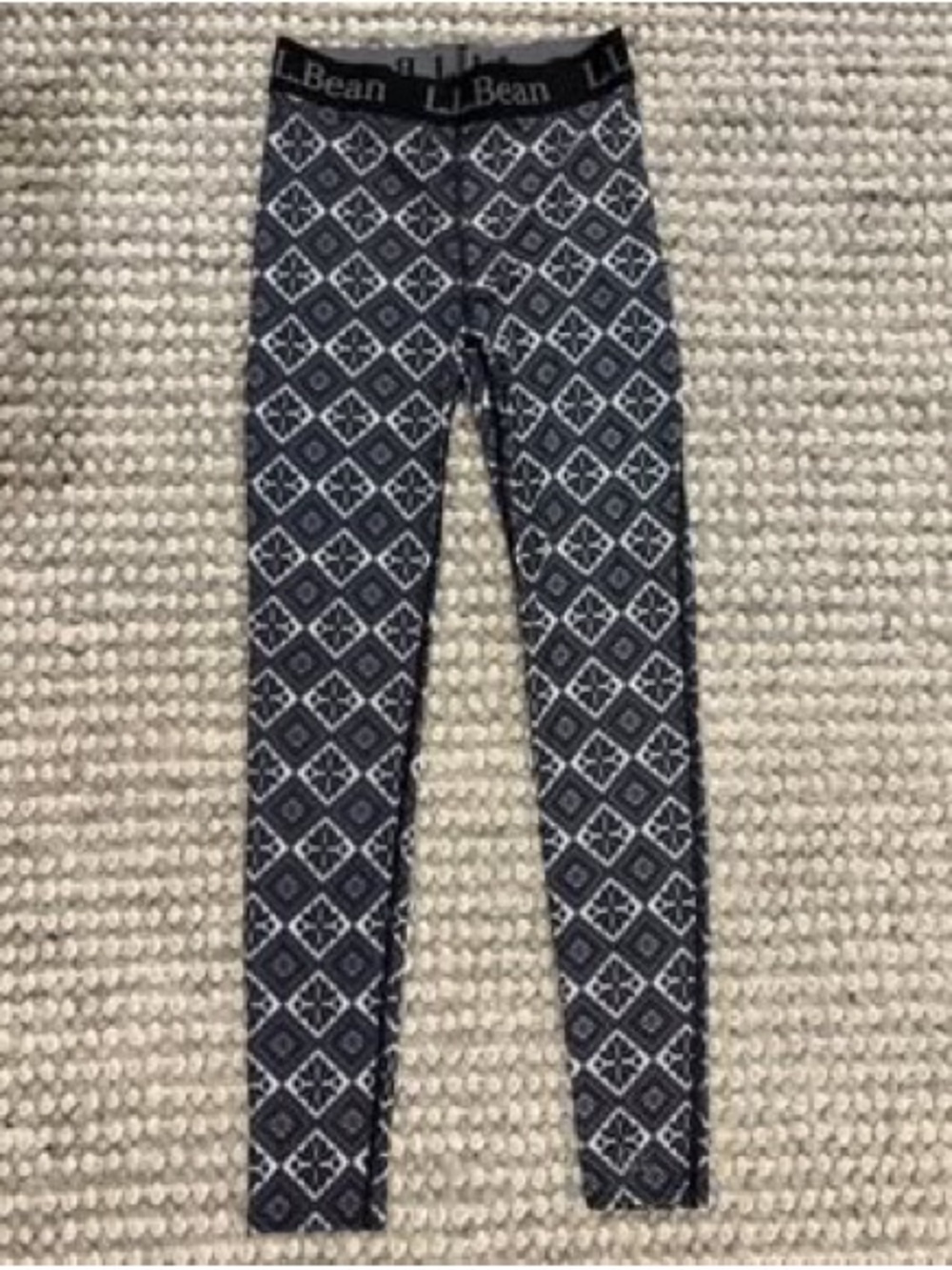 L.L. Bean Navy & White Geometric Print Leggings